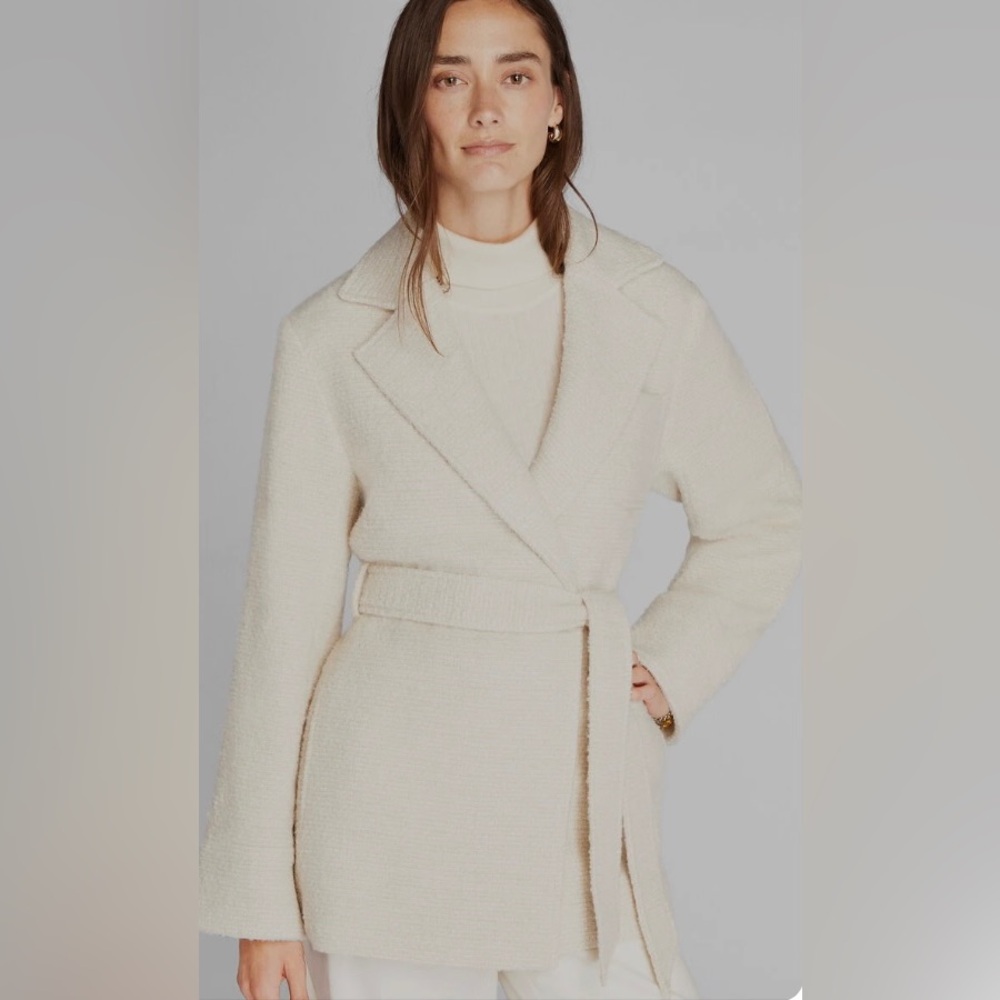 Club Monaco Boucle Belted Jacket. Cream. Small. NWT.